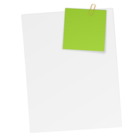 white paper with sticky note clampedのイラスト素材