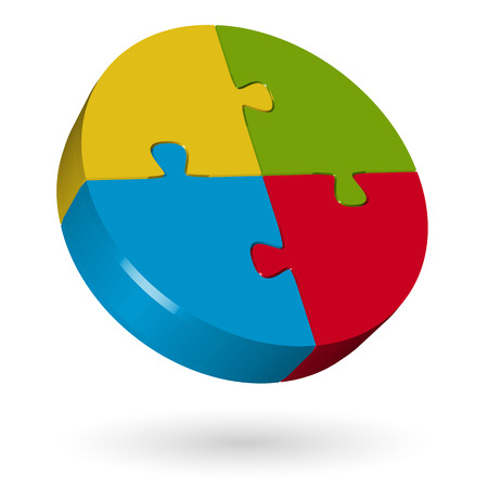 3D puzzle circle - 4 partsのイラスト素材