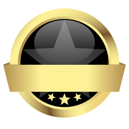 gold button with banner - templateのイラスト素材