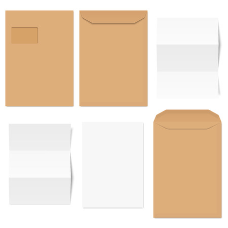 vector collection of colored envelopes with writing paperのイラスト素材