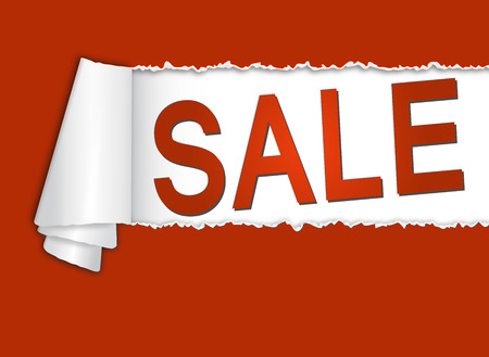 red torn paper with curl and open text Saleのイラスト素材
