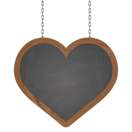 hanging heart chalkboard with chainsのイラスト素材