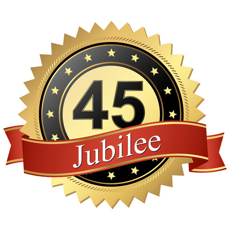 Jubilee button with banners 45 yearsのイラスト素材