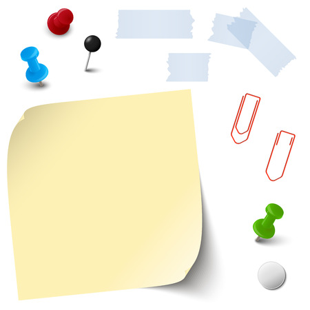 collection of empty paper with office accessories vectorのイラスト素材