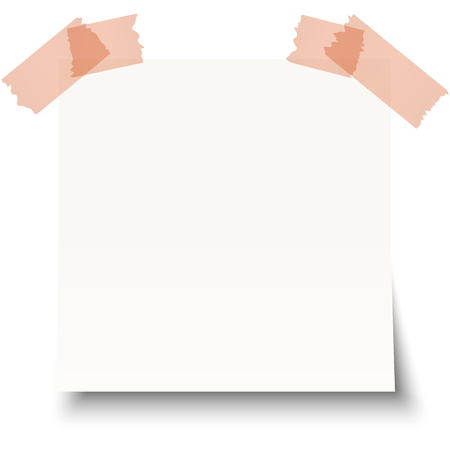 white sticky note with red adhesive tapeのイラスト素材