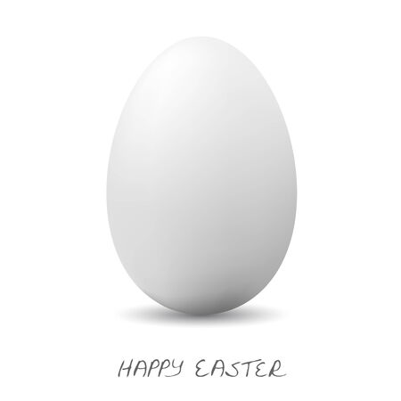 white clear egg with shadow and text happy easterのイラスト素材