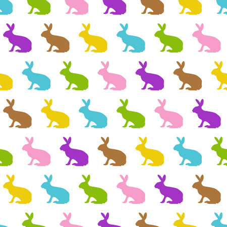 seamless easter background with pastel colored rabbitsのイラスト素材
