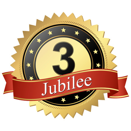 Jubilee button with banners 3 yearsのイラスト素材