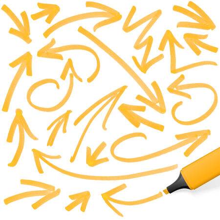 orange colored highlighter with different hand drawn markingsのイラスト素材