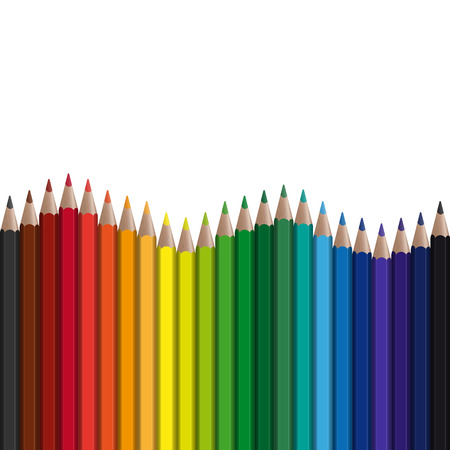 colored pencils in a row with endless waveのイラスト素材