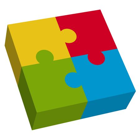 business puzzle design in four colors for teamwork symbolismのイラスト素材