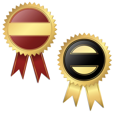 template of two different golden buttons with bannersのイラスト素材