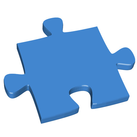 three dimensional puzzle piece colored blue for connection symbolismのイラスト素材