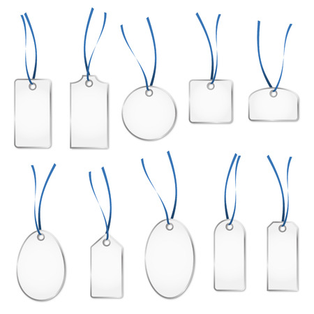collection of pendants with silver frame and blue ribbonのイラスト素材