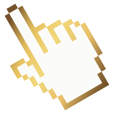 golden Pixel graphic hand with fore fingerのイラスト素材
