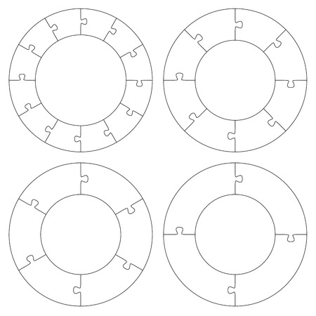 template of four different round puzzles for symbolize teamworkのイラスト素材
