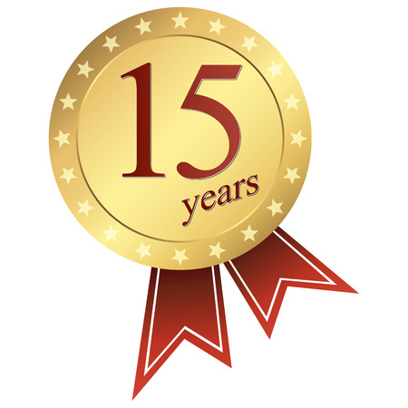 gold jubilee button 15 yearsのイラスト素材