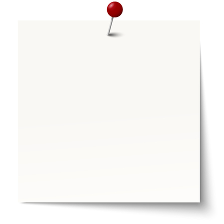white sticky note with red pin needleのイラスト素材