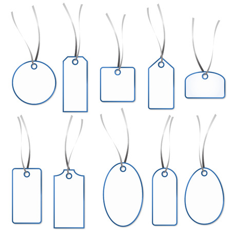 collection of white pendants with blue frameのイラスト素材