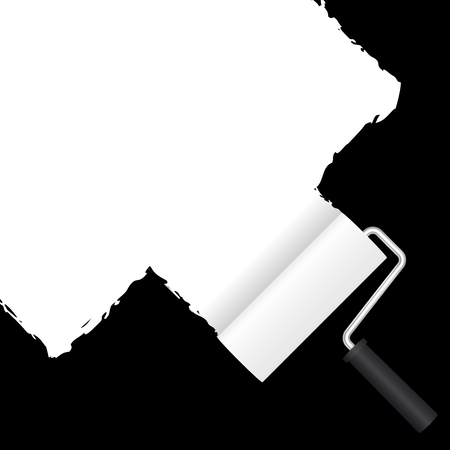 black background with paint roller and white repaintingのイラスト素材