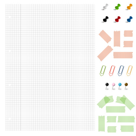 Set of blank paper with different office accessoriesのイラスト素材