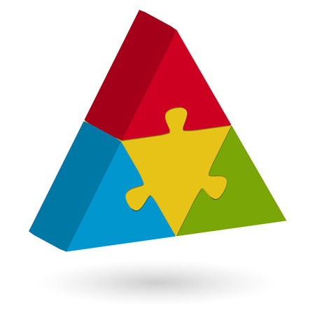 three dimensional business teamwork pyramide puzzle or analysis schemeのイラスト素材