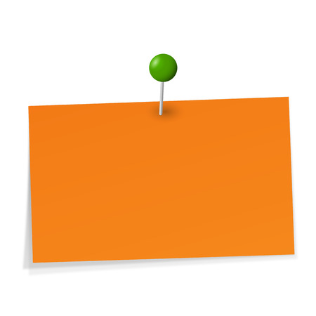 little orange memo with green pin needleのイラスト素材