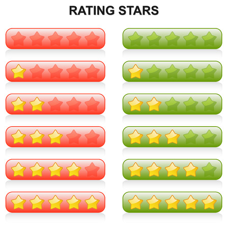 Rating Stars from 0 to 5 in colors red and greenのイラスト素材