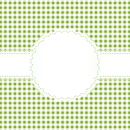 background with checkered pattern and empty white bannerのイラスト素材