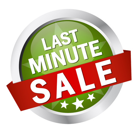 green button with red banner LAST MINUTE SALEのイラスト素材