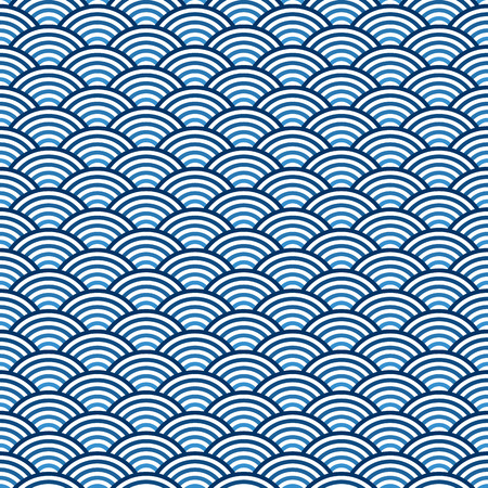 Colorful endless sea background with blue wavesのイラスト素材