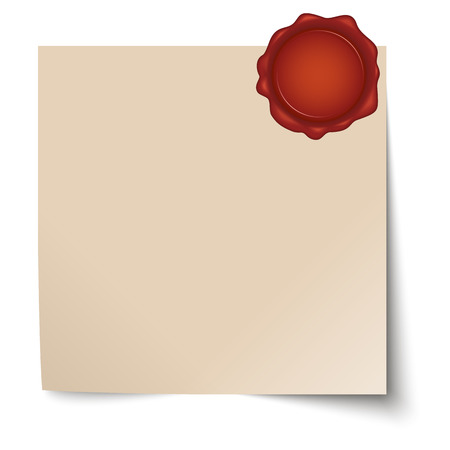 vector of empty paper with red wax sealのイラスト素材