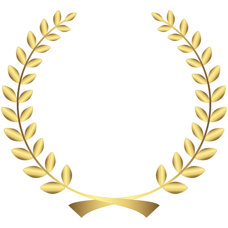 golden laurel wreath isolated on white backgroundのイラスト素材