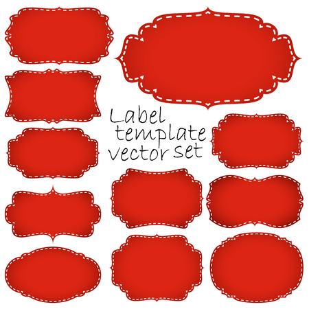 collection of different vintage labels colored red and whiteのイラスト素材