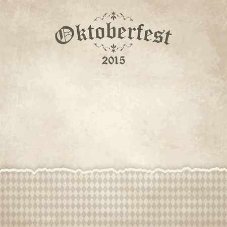 vintage background with ripped open paper have checkered pattern for Oktoberfest 2015のイラスト素材