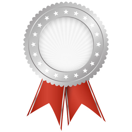 silver seal of quality template with red ribbonsのイラスト素材