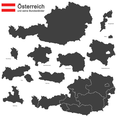 silhouettes of Austria and the federal statesのイラスト素材