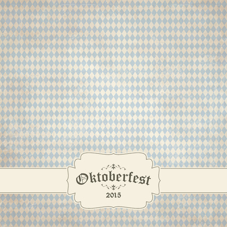 old vintage background with checkered pattern, banner and patch Oktoberfest 2015のイラスト素材