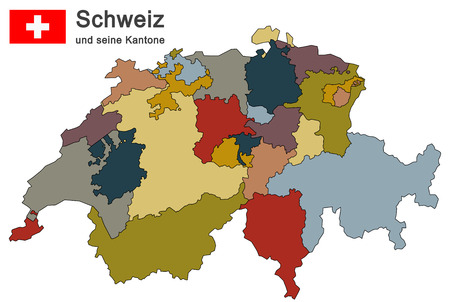 silhouettes of country Switzerland and all cantonsのイラスト素材
