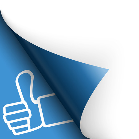 Paper lower left corner with thumbs up like!のイラスト素材