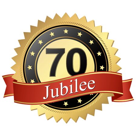Jubilee button with banners 70 yearsのイラスト素材
