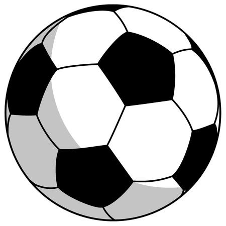 black-white football with shadow simple vector illustrationのイラスト素材