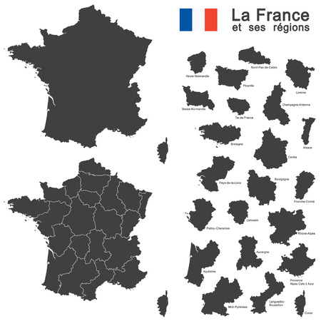 silhouettes of country France and the regionsのイラスト素材