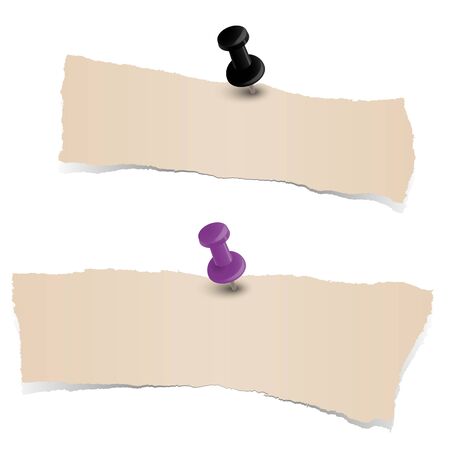 brown colored scrap of paper with pin needleのイラスト素材