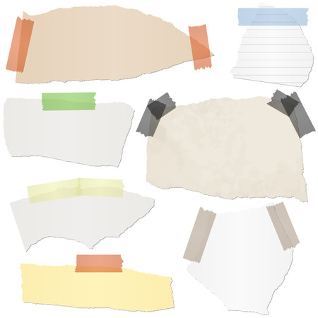 collection of different colored scraps of papers with adhesive stripsのイラスト素材