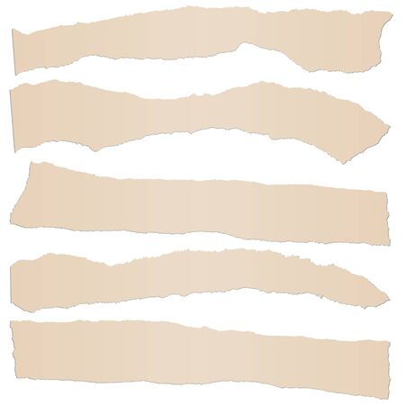 collection of five brown colored scraps of papersのイラスト素材