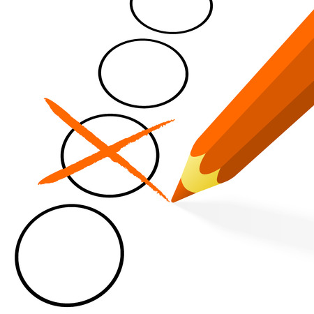 illustration of pencil colored orange drawing a crossのイラスト素材