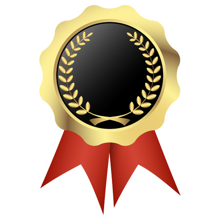 gold seal of quality template with laurel wreath and ribbonsのイラスト素材