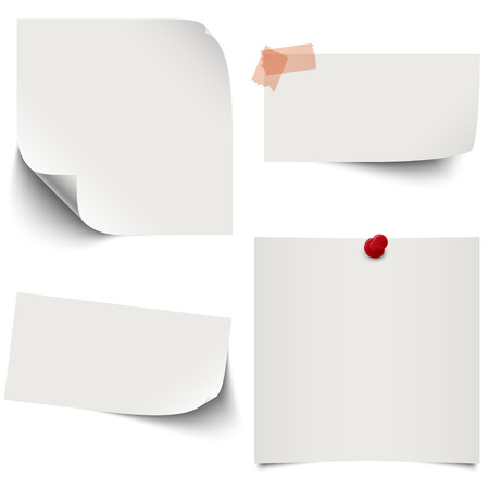 little sticky paper collection with colored pin needle and adhesive tapeのイラスト素材