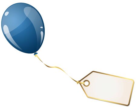 flying colored balloon with empty white golden hangtagのイラスト素材